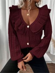 Акція на Кардиган жіночий SHEIN GD-00207584 S Бордовий від Rozetka
