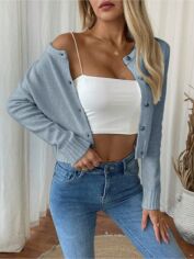 Акція на Кардиган жіночий SHEIN GD-00227982 XL Сірий із блакитним від Rozetka