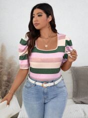 Акція на Футболка жіноча SHEIN GD-00218146 0XL Рожева від Rozetka