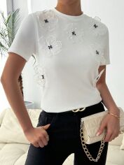Акція на Футболка довга жіноча SHEIN GD-00226649 L Біла від Rozetka