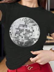 Акція на Футболка жіноча SHEIN GD-00225983 S Чорна від Rozetka