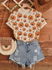 Акція на Футболка жіноча SHEIN GD-00216990 4XL Хакі від Rozetka