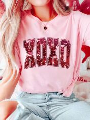 Акція на Футболка жіноча SHEIN GD-00214386 1XL Рожева від Rozetka