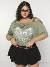 Акція на Футболка довга жіноча SHEIN GD-00219413 4XL Зелена від Rozetka