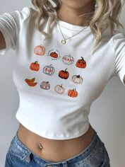 Акція на Футболка жіноча SHEIN GD-00219957 XL Біла від Rozetka