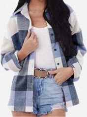 Акція на Сорочка утеплена оверсайз жіноча SHEIN GD-00209038 L Синя від Rozetka