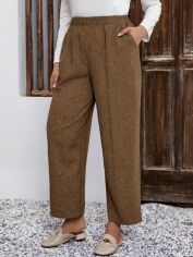 Акція на Штани жіночі SHEIN GD-00206435 1XL Коричневі від Rozetka
