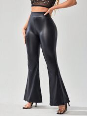 Акція на Штани зі штучної шкіри жіночі SHEIN GD-00217616 L Чорні від Rozetka