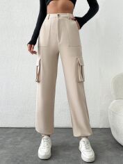 Акція на Штани жіночі SHEIN GD-00177365 XL-Tall Бежеві від Rozetka