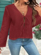 Акція на Блузка жіноча SHEIN GD-00195409 0XL Бордова від Rozetka