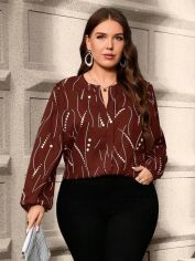 Акція на Блузка жіноча SHEIN GD-00217377 0XL Бордова від Rozetka