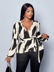 Акція на Блузка жіноча SHEIN GD-00226386 0XL Кремова від Rozetka
