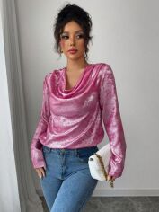 Акція на Блузка жіноча SHEIN GD-00207237 XL Фуксія від Rozetka