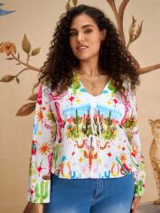 Акція на Блузка жіноча SHEIN GD-00226047 0XL Різнокольорова від Rozetka