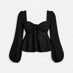 Акція на Блузка жіноча SHEIN GD-00228502 0XL Чорна від Rozetka