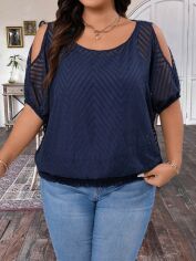 Акція на Блузка жіноча SHEIN GD-00201284 2XL Темно-синя від Rozetka