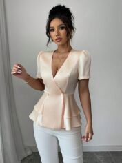 Акція на Блузка жіноча SHEIN GD-00208572 S Кремова від Rozetka