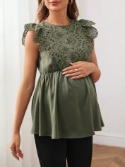Акція на Блузка для вагітних SHEIN GD-00203328 XL Зелена від Rozetka