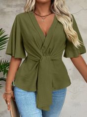 Акція на Блузка жіноча SHEIN GD-00203783 0XL Зелена від Rozetka