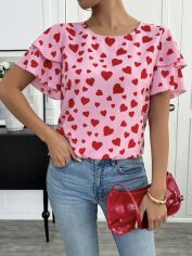 Акція на Блузка жіноча SHEIN GD-00218090 XL Рожева від Rozetka