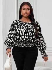 Акція на Блузка жіноча SHEIN GD-00226907 2XL Чорна з білим від Rozetka