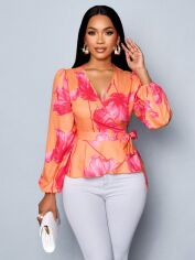 Акція на Блузка жіноча SHEIN GD-00227374 S Помаранчева від Rozetka