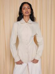 Акція на Блузка жіноча SHEIN GD-00205819 M Кремова від Rozetka