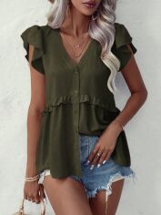Акція на Блузка жіноча SHEIN GD-00206891 M Зелена від Rozetka
