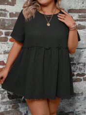 Акція на Блузка жіноча SHEIN GD-00195514 0XL Чорна від Rozetka