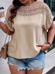 Акція на Блузка жіноча SHEIN GD-00209065 1XL Кремова від Rozetka