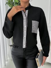 Акція на Блузка жіноча SHEIN GD-00228075 M Чорна від Rozetka