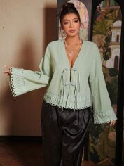 Акція на Блузка жіноча SHEIN GD-00195442 1XL М'ятна від Rozetka