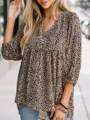 Акція на Блузка жіноча SHEIN GD-00202191 L Коричнева від Rozetka
