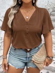 Акція на Блузка жіноча SHEIN GD-00201568 2XL Коричнева від Rozetka
