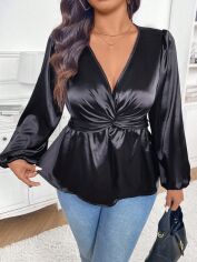 Акція на Блузка жіноча SHEIN GD-00227513 1XL Чорна від Rozetka