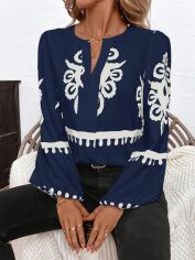 Акція на Блузка жіноча SHEIN GD-00226106 XL Темно-синя від Rozetka