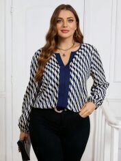Акція на Блузка жіноча SHEIN GD-00225522 1XL Темно-синя від Rozetka