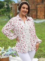 Акція на Блузка жіноча SHEIN GD-00227040 3XL Червона від Rozetka