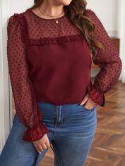 Акція на Блузка жіноча SHEIN GD-00202778 0XL Бордова від Rozetka