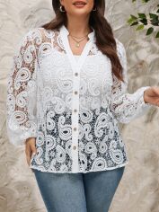 Акція на Блузка жіноча SHEIN GD-00205664 3XL Біла від Rozetka