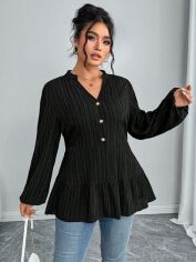 Акція на Блузка жіноча SHEIN GD-00192769 0XL Чорна від Rozetka