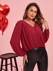 Акція на Блузка жіноча SHEIN GD-00204376 M Бордова від Rozetka