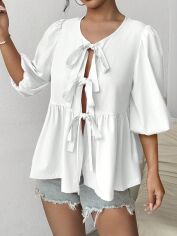 Акція на Блузка жіноча SHEIN GD-00216886 XL Біла від Rozetka