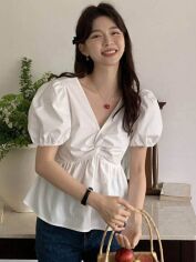Акція на Блузка жіноча SHEIN GD-00195303 XL Біла від Rozetka