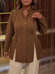 Акція на Блузка жіноча SHEIN GD-00209267 1XL Коричнева від Rozetka
