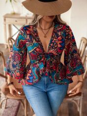 Акція на Блузка жіноча SHEIN GD-00201981 4XL Чорна від Rozetka