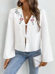 Акція на Блузка жіноча SHEIN GD-00202762 XL Біла від Rozetka