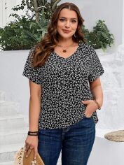 Акція на Блузка жіноча SHEIN GD-00227890 1XL Чорна з білим від Rozetka