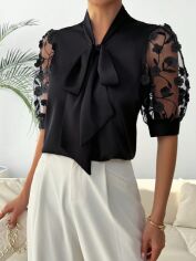 Акція на Блузка жіноча SHEIN GD-00227574 XL Чорна від Rozetka