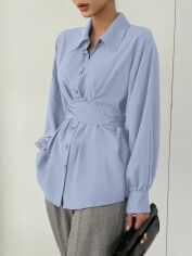 Акція на Блузка жіноча SHEIN GD-00219166 L Блакитна від Rozetka